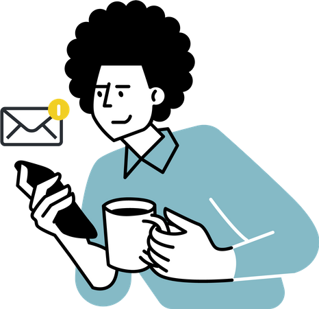 Man receiving notification on mobile  Illustration