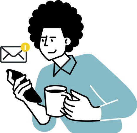 Man receiving notification on mobile  Illustration