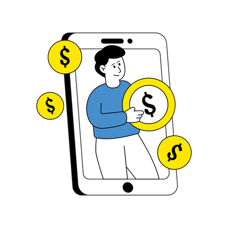 Man Receiving Online Money  Illustration