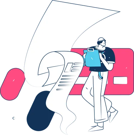 Man receiving payment receipt  Illustration