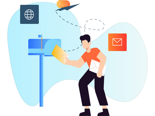 Man receiving personal mail  Illustration