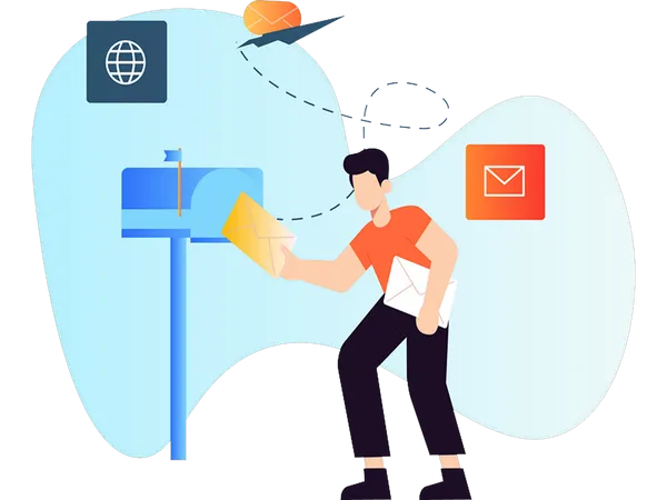 Man receiving personal mail  Illustration