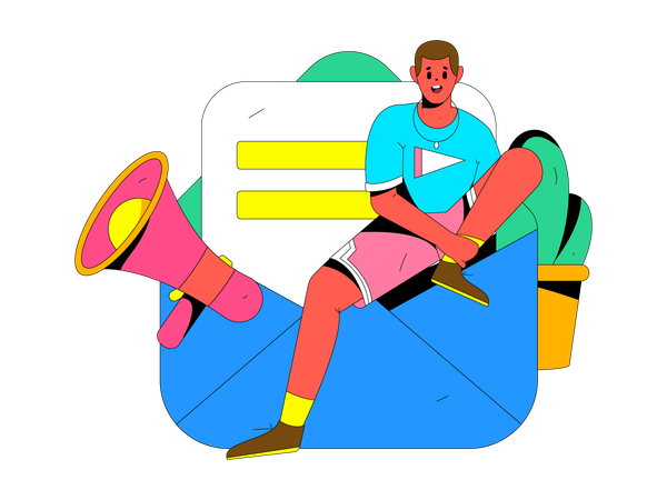 Man receiving promotional email  Illustration