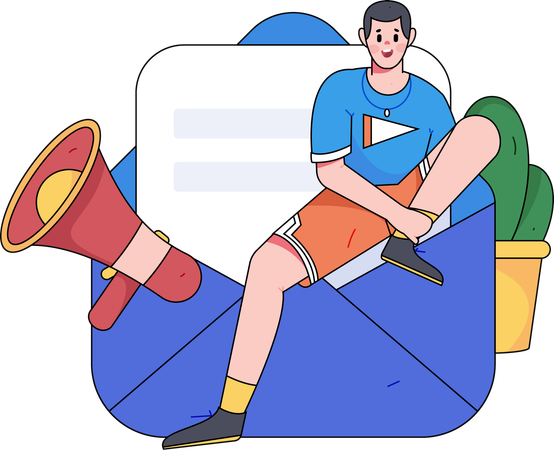 Man receiving promotional email  Illustration