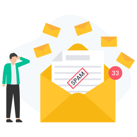 Man receiving Spam Emails  Illustration