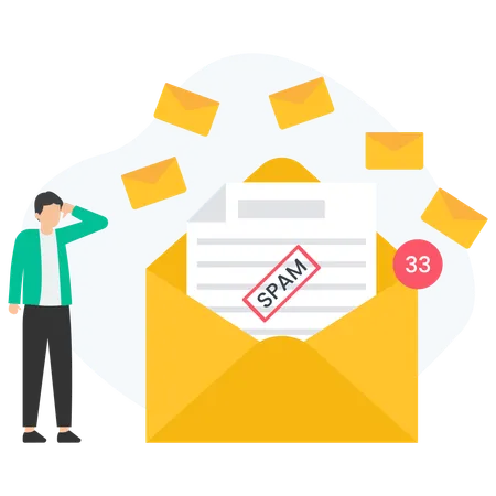 Man receiving Spam Emails  Illustration