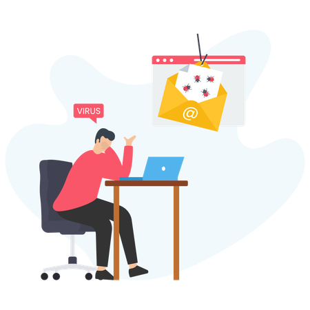Man receiving spam emails  Illustration