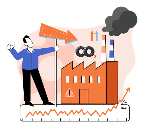 Man record high levels of carbon dioxide CO2 in atmosphere  Illustration