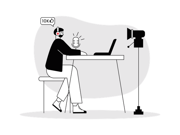 Man recording audio content  Illustration