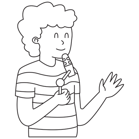 Man Recording Audio Podcast  Illustration