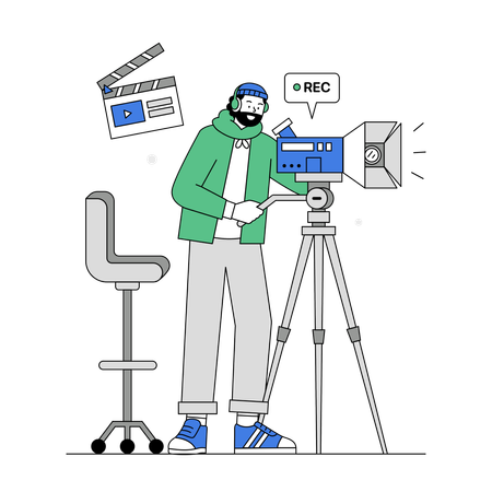 Man recording content video  Illustration