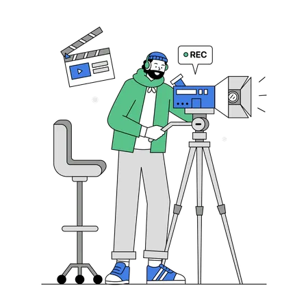 Man Recording Content Video Illustration