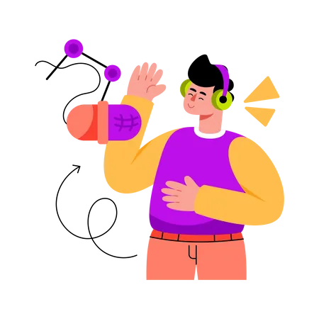 Man recording podcast  Illustration