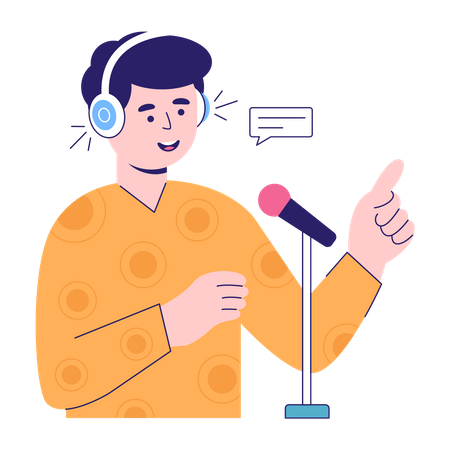 Man Recording Podcast  Illustration