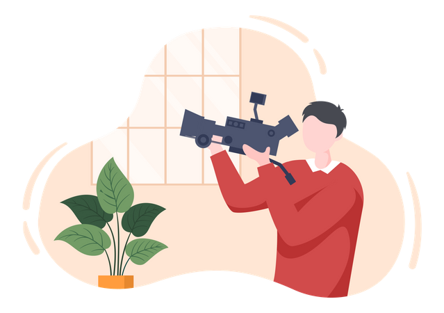 Man recording video with camera  Illustration