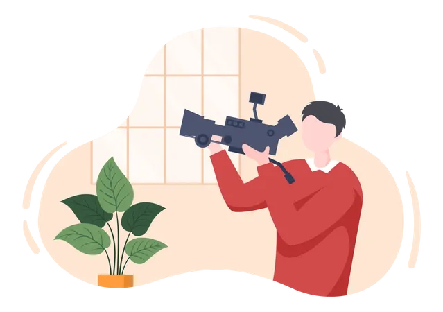 Man recording video with camera  Illustration