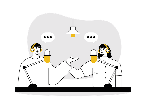 Man records actress podcast  Illustration