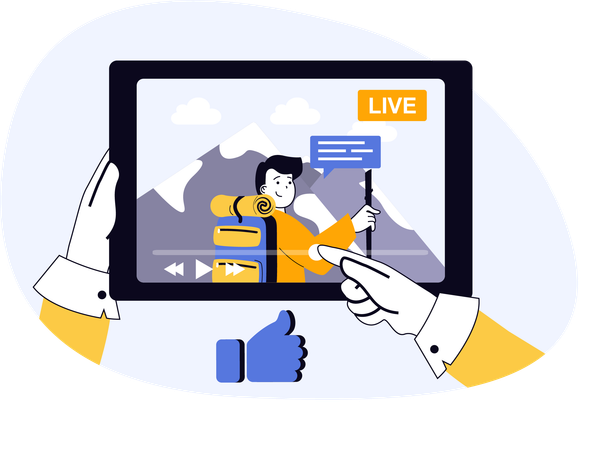 Man records his live video  Illustration