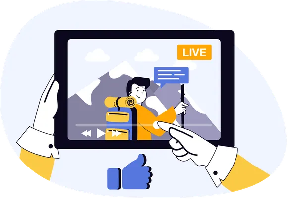 Man records his live video  Illustration