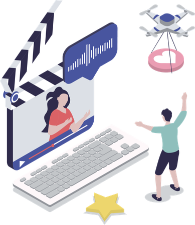 Man records on social media  Illustration
