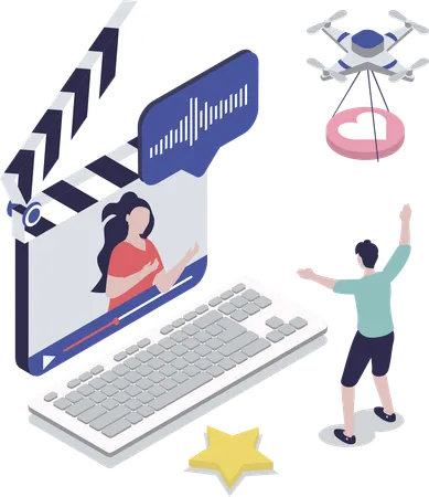 Man records on social media  Illustration