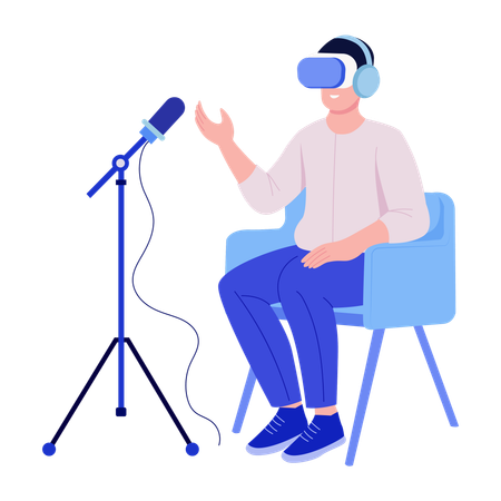 Man records vr podcast  Illustration