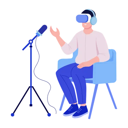 Man records vr podcast  Illustration