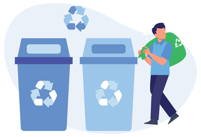 Man Recycle Bin  Illustration