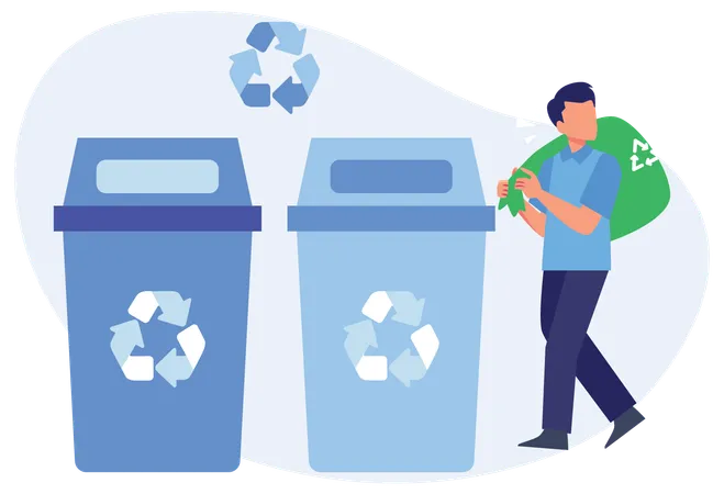 Man Recycle Bin  Illustration