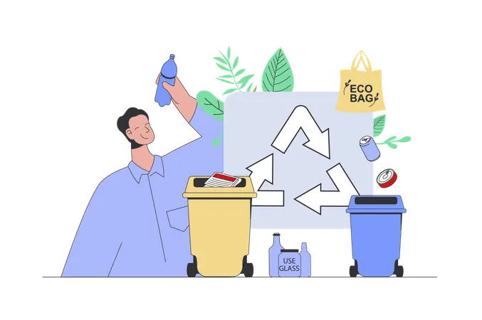 Man recycling garbage  Illustration