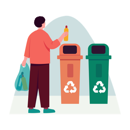 Man Recycling garbage items  Illustration