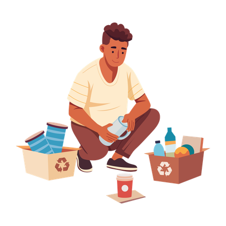 Man Recycling Material  Illustration