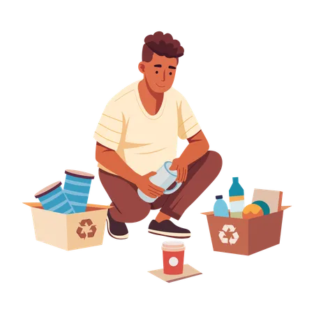 Man Recycling Material  Illustration