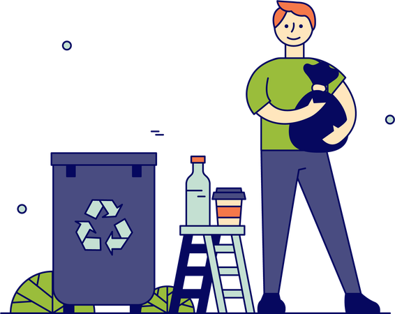 Man recycling trash  Illustration