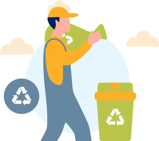 Man recycling waste  Illustration