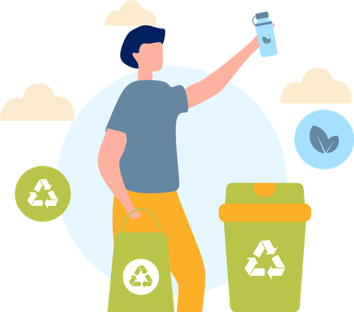 Man recycling waste  Illustration