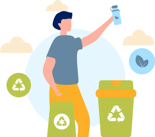 Man recycling waste  Illustration