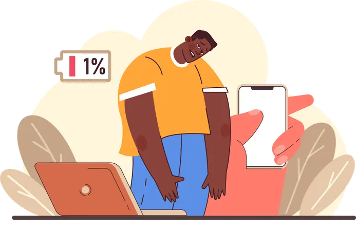 Man reducing screen time and enjoying tech-free zones  イラスト