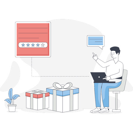 Man referring to win referral program  Illustration