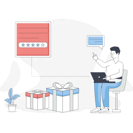 Man referring to win referral program  Illustration
