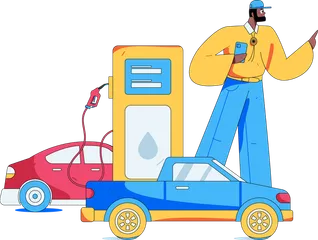 Car Refueling Illustration Pack