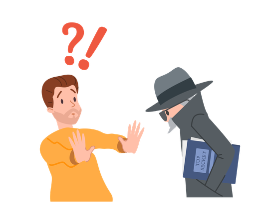 Man refuses to give information to spy  Illustration