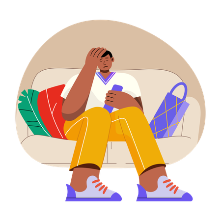 Man regretting shopping  Illustration