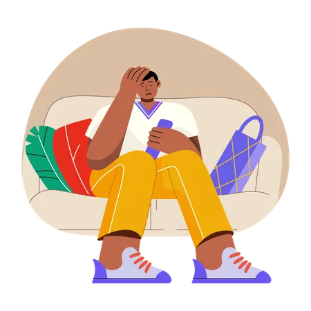 Man regretting shopping  Illustration