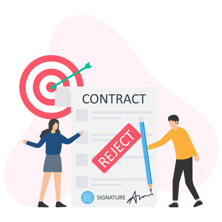 Man reject employee contract  Illustration