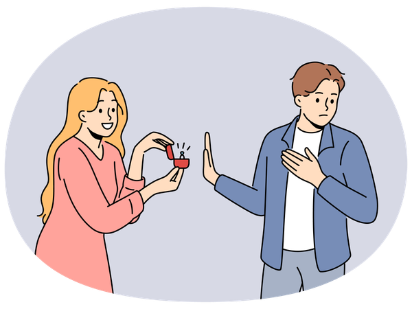 Man rejects offer to marry woman presenting diamond-studded engagement ring to boyfriend  Illustration