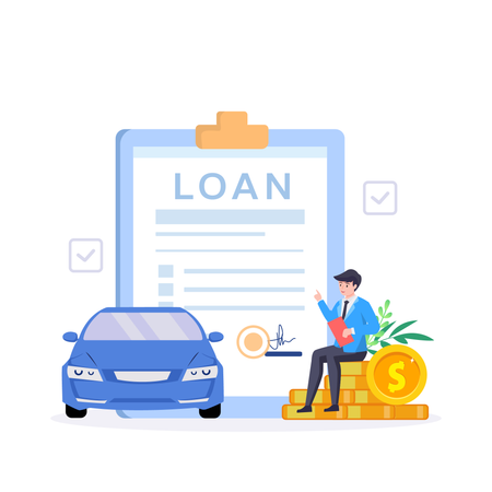 Man rejoices at approval of car loan  Illustration