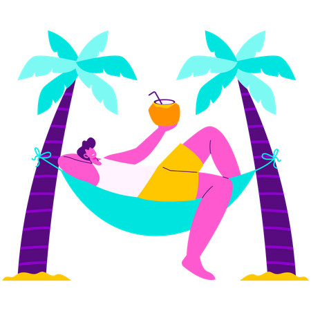 Man Relax in hammock  Illustration