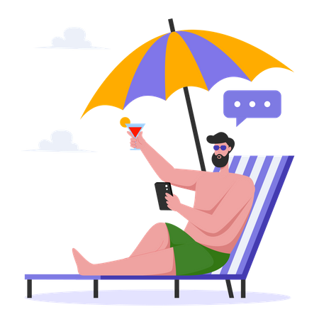 Man Relax in the Beach Illustration