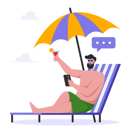 Man Relax in the Beach Illustration